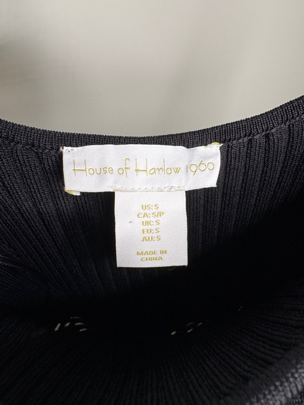 House of Harlow 1960 Black Ribbed Midi Dress with Waist Panel - Picture 4 of 8